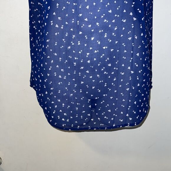 DANIEL RAINN Navy Blue With White Hearts Lightweight Short Sleeve Blouse-S - Picture 3 of 9